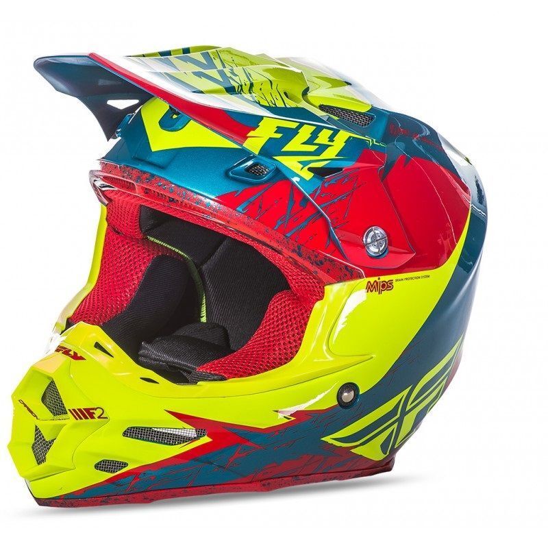 F2 Carbon Mips Retrospec 2017 Rood/Neon geel S
