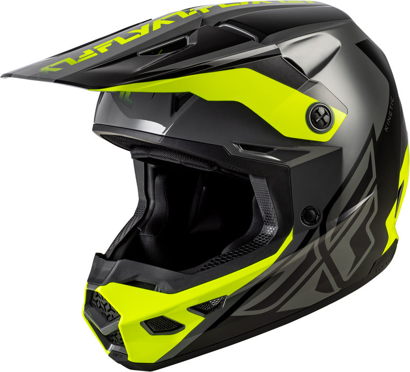 Kinetic Crest Crosshelm Grijs/Zwart/Neon geel