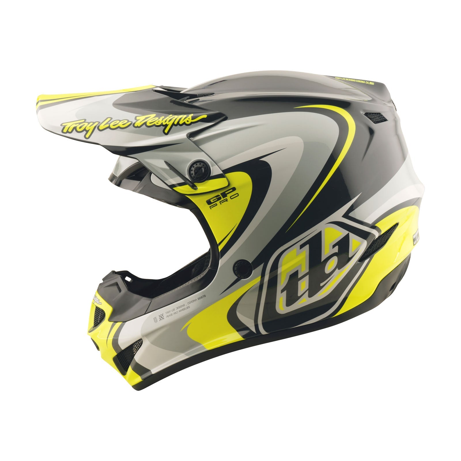Troy Lee Designs GP Pro Crossover Crosshelm Grijs/Geel