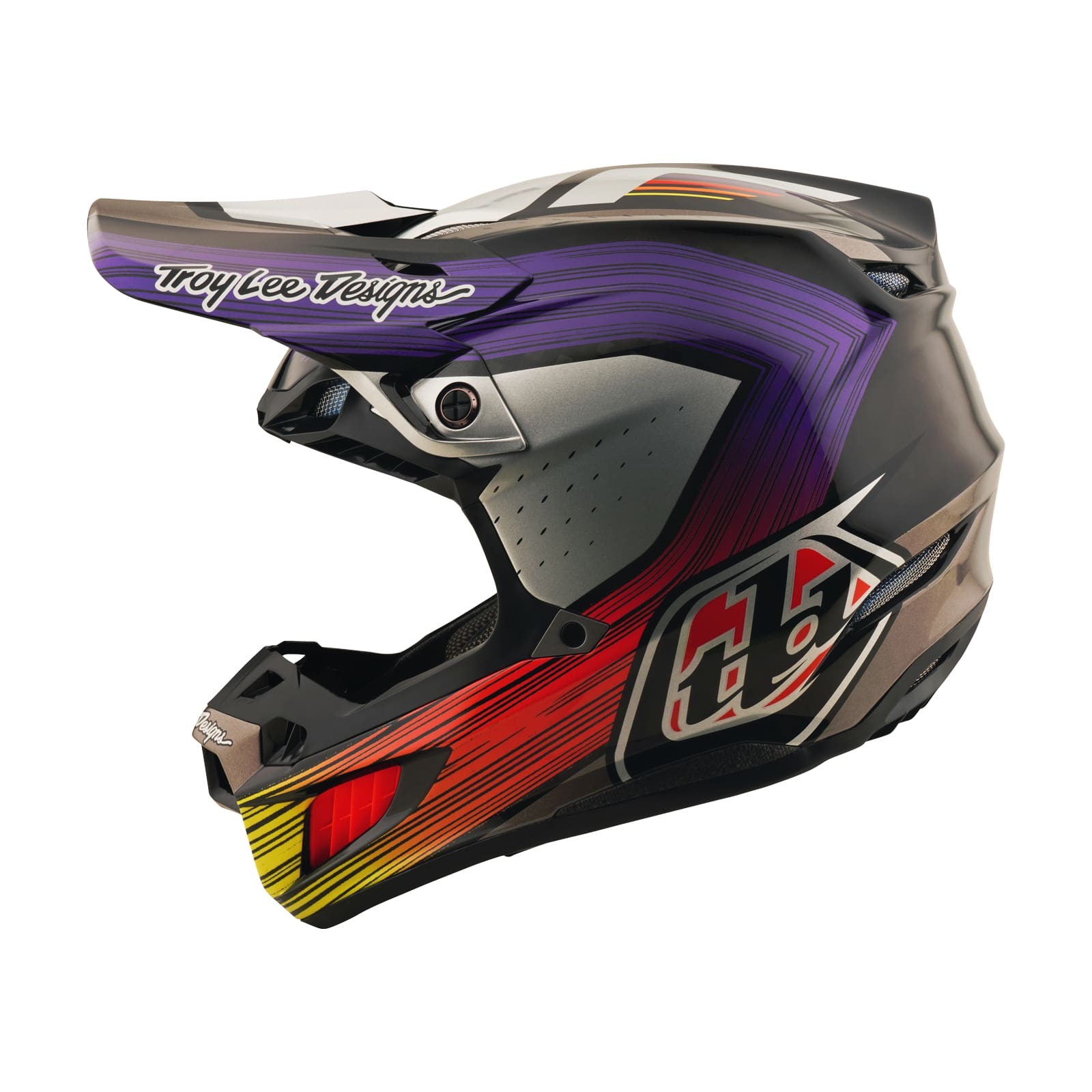 Troy Lee Designs SE5 Carbon Stripes Crosshelm Zwart/Paars