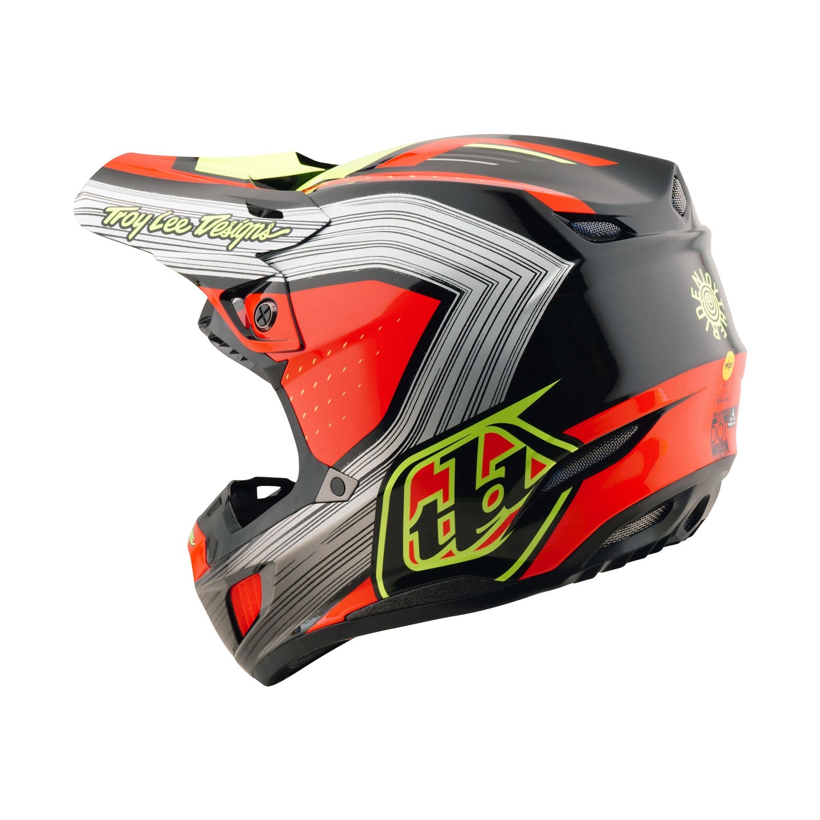 Troy Lee Designs SE5 Composite Stripes Crosshelm Zwart/Neon Rood - afbeelding 2