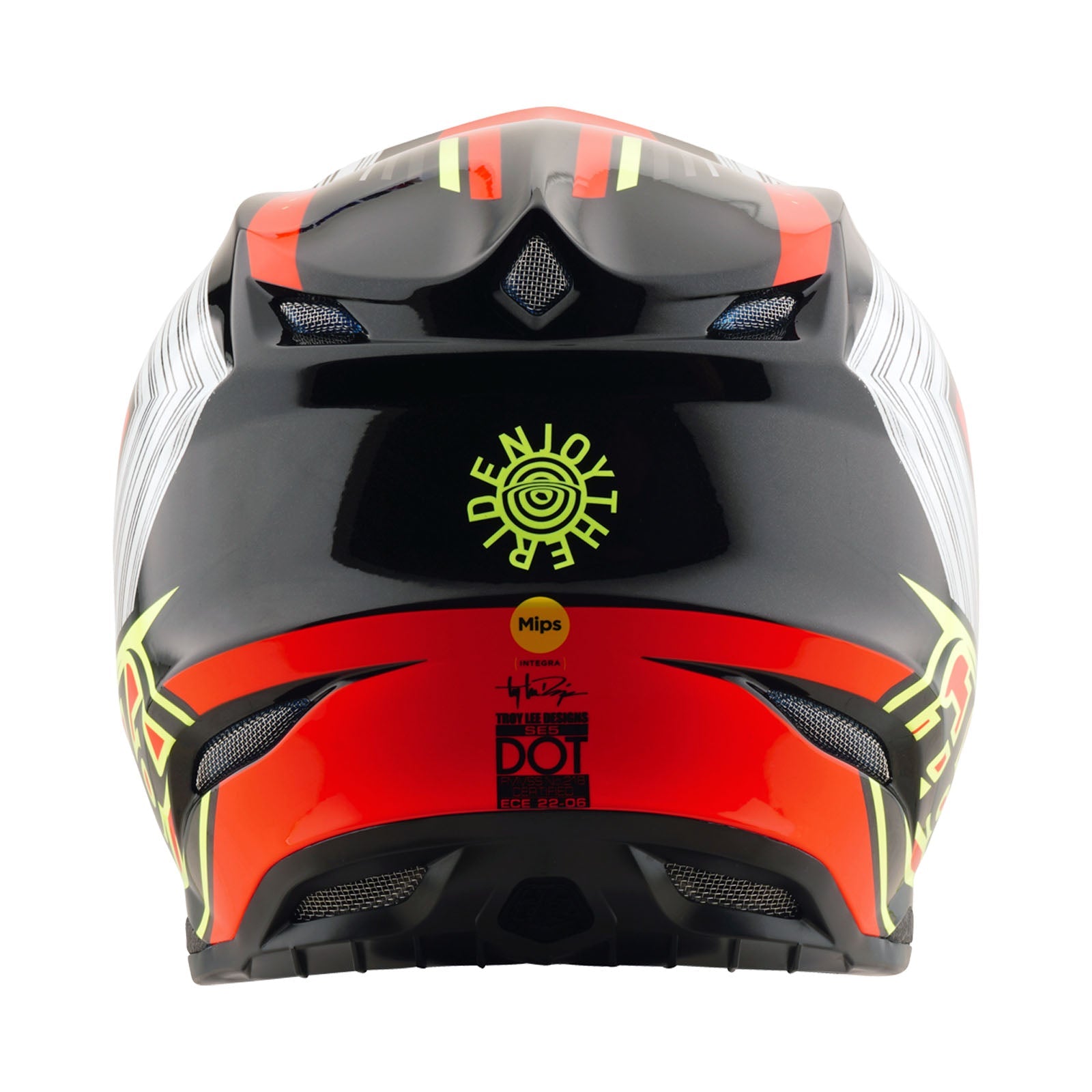 Troy Lee Designs SE5 Composite Stripes Crosshelm Zwart/Neon Rood - afbeelding 3