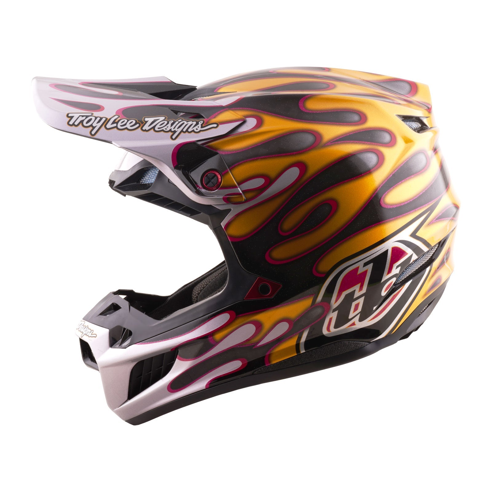 Troy Lee Designs SE5 Carbon Mips Crosshelm Overspray Zwart/Goud