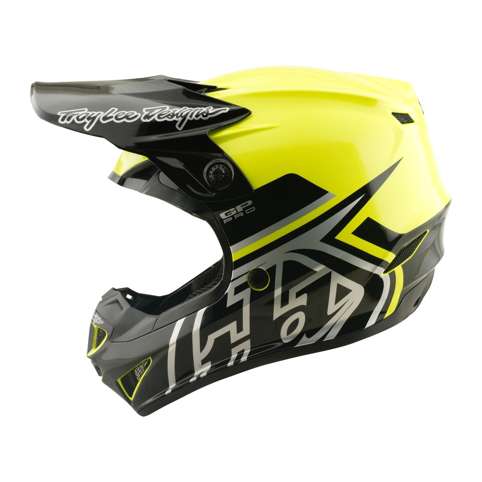 Troy Lee Designs GP Pro Mips Kindermaat Crosshelm Mono Flo Yellow