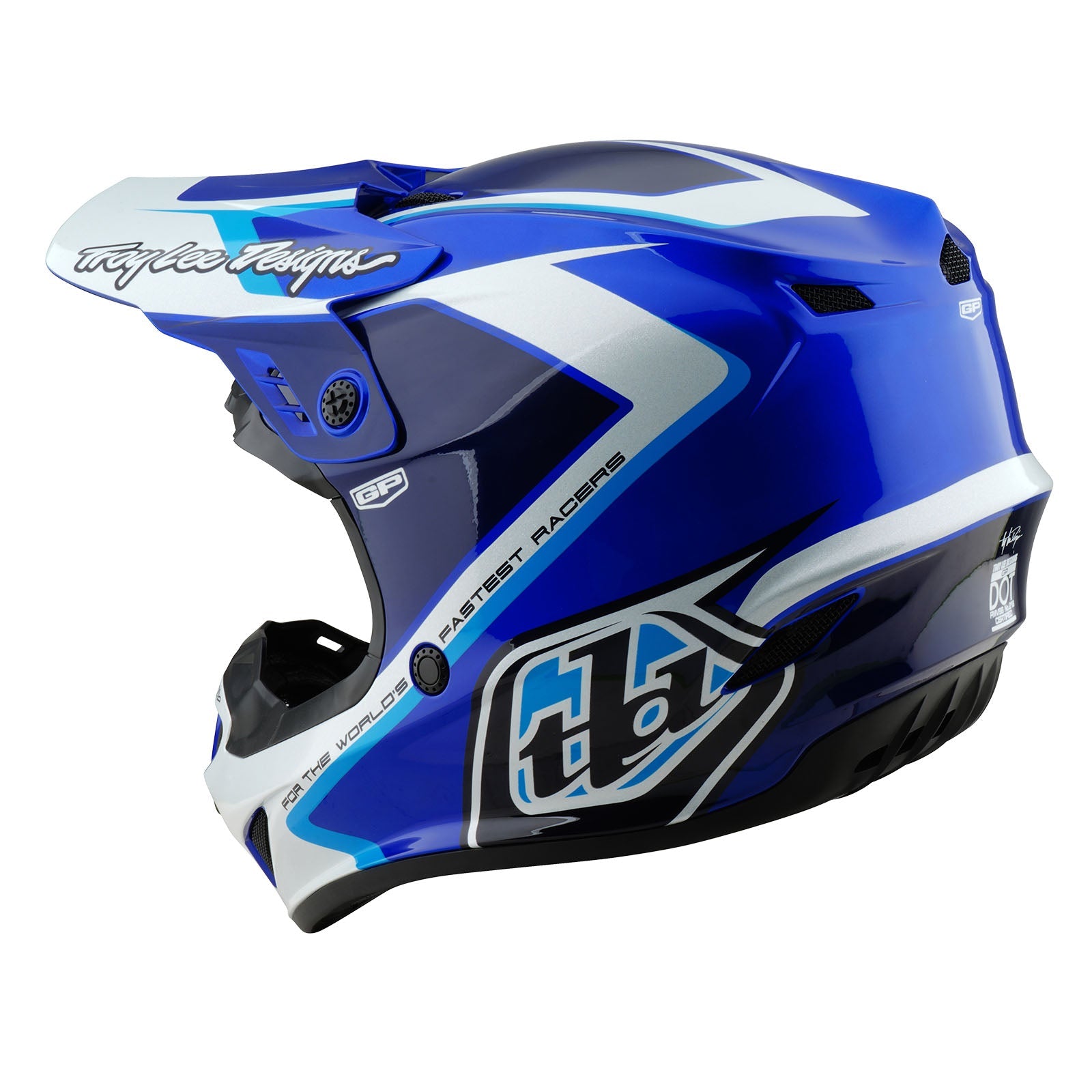 Troy Lee Designs GP Shutter Crosshelm Blauw/Wit - afbeelding 2